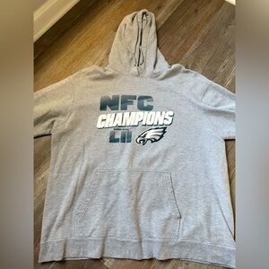 Philadelphia Eagles NFC Champs Super Bowl 52 Sweatshirt Hoodie Gray Size L 2XL